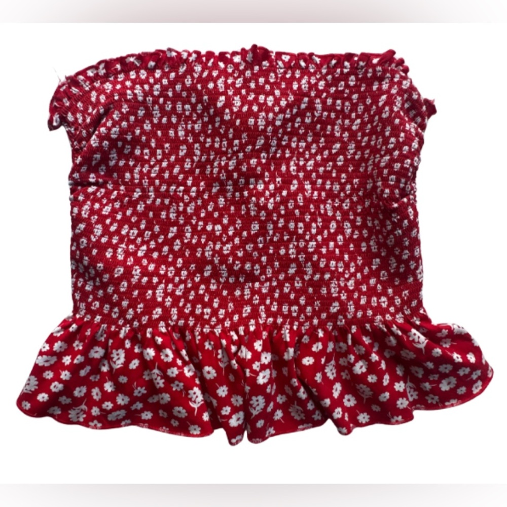 No Boundaries Red and White Tube Top